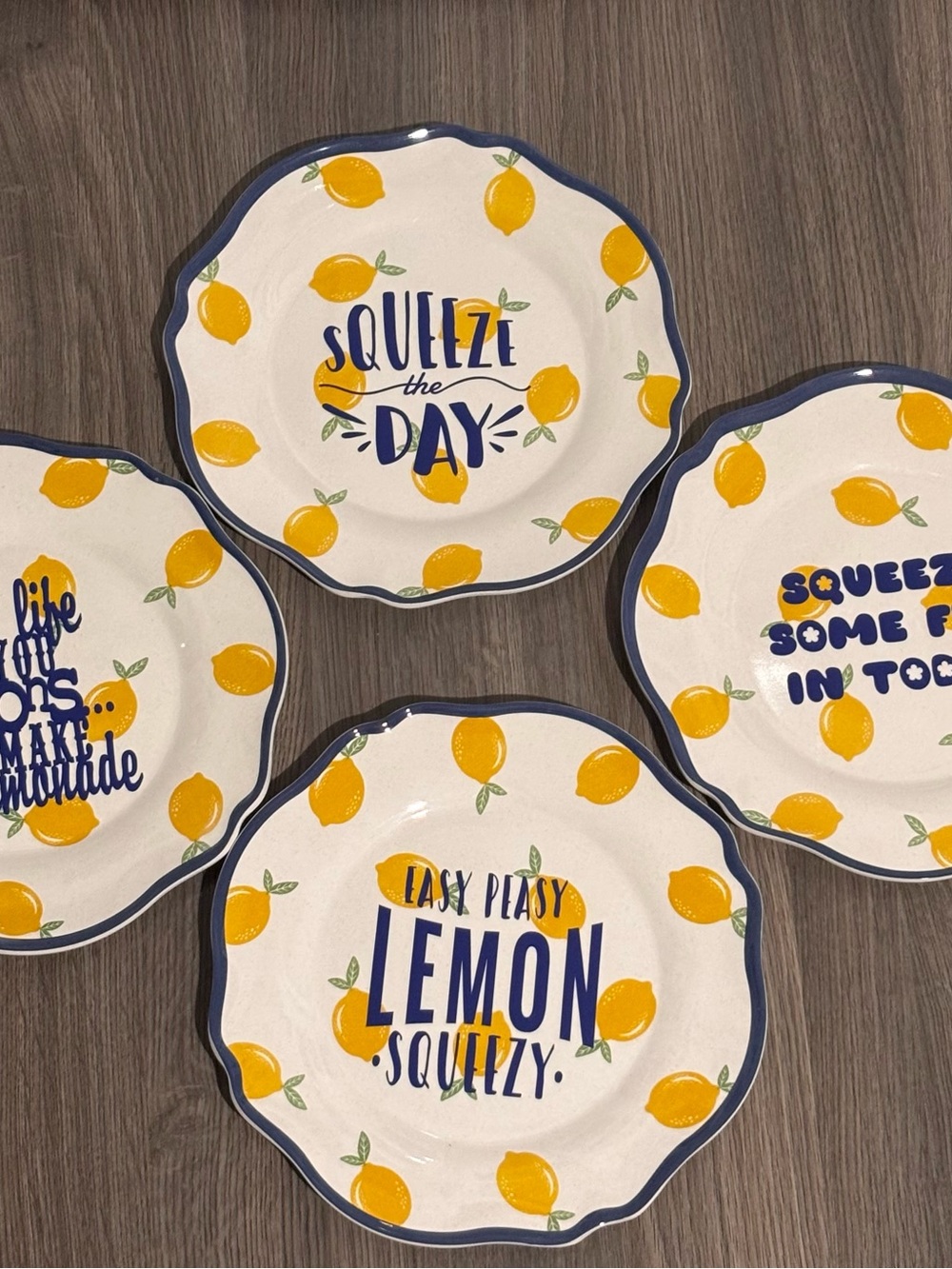 Salad/Dessert Melamine Lemon Plate - White & Yellow
